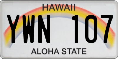 HI license plate YWN107