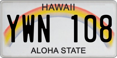 HI license plate YWN108