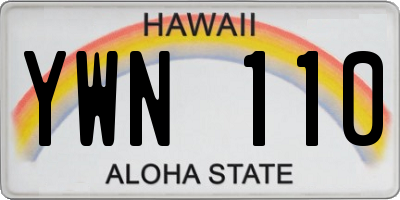 HI license plate YWN110