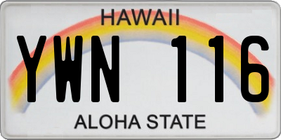HI license plate YWN116
