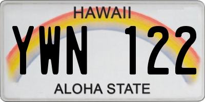 HI license plate YWN122