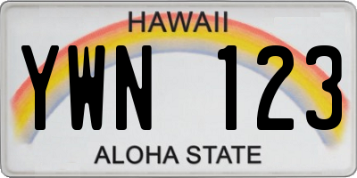 HI license plate YWN123