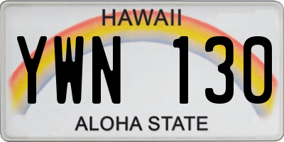 HI license plate YWN130