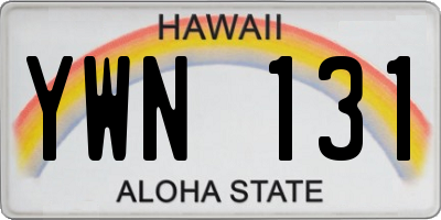 HI license plate YWN131