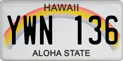 HI license plate YWN136