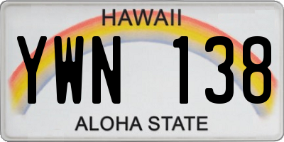HI license plate YWN138