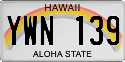 HI license plate YWN139