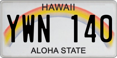 HI license plate YWN140