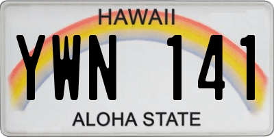 HI license plate YWN141