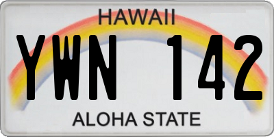 HI license plate YWN142