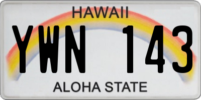 HI license plate YWN143