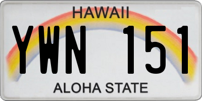 HI license plate YWN151