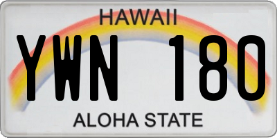 HI license plate YWN180