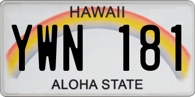 HI license plate YWN181