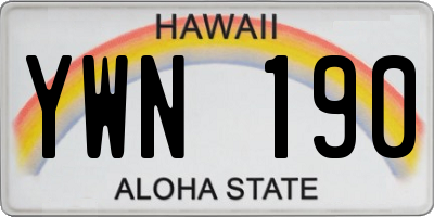 HI license plate YWN190