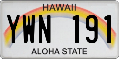 HI license plate YWN191