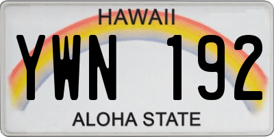 HI license plate YWN192
