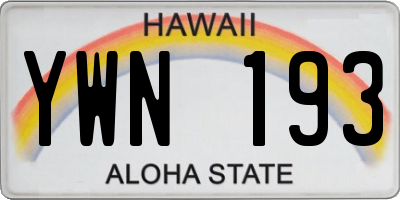 HI license plate YWN193