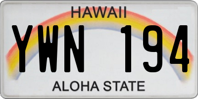 HI license plate YWN194