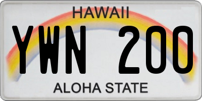 HI license plate YWN200