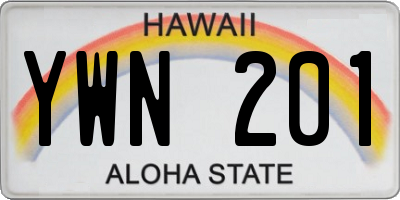 HI license plate YWN201