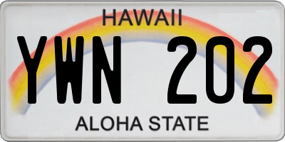 HI license plate YWN202