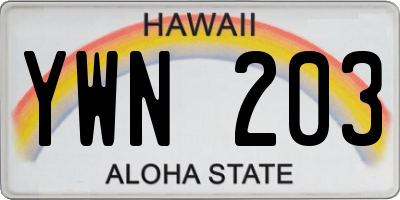 HI license plate YWN203