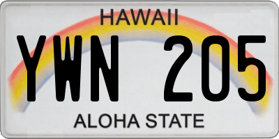 HI license plate YWN205