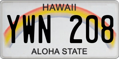 HI license plate YWN208