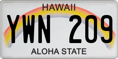HI license plate YWN209