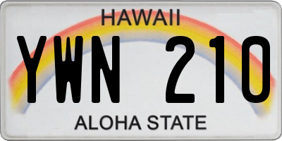 HI license plate YWN210