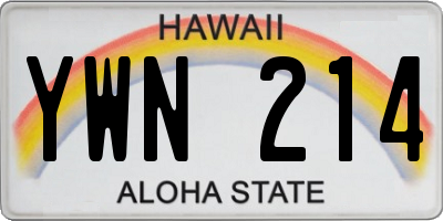 HI license plate YWN214