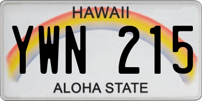 HI license plate YWN215