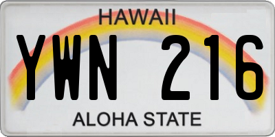 HI license plate YWN216