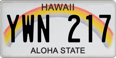 HI license plate YWN217