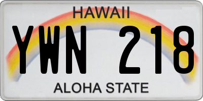 HI license plate YWN218