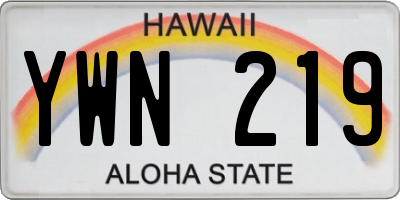 HI license plate YWN219