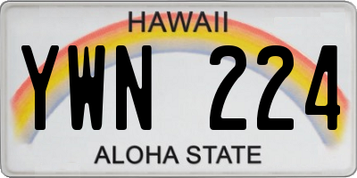 HI license plate YWN224