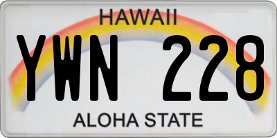 HI license plate YWN228