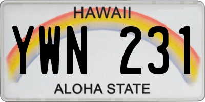 HI license plate YWN231