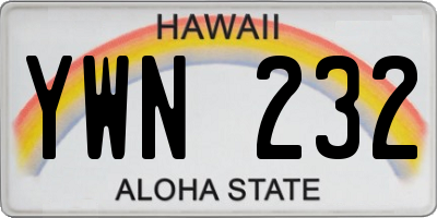 HI license plate YWN232