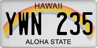 HI license plate YWN235