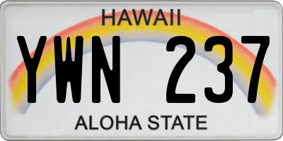 HI license plate YWN237