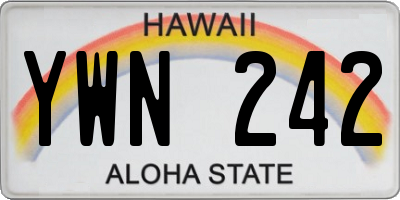 HI license plate YWN242