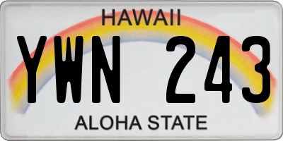 HI license plate YWN243