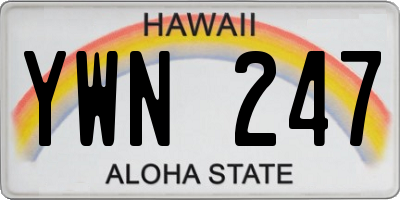 HI license plate YWN247