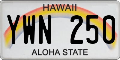 HI license plate YWN250