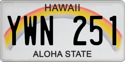 HI license plate YWN251