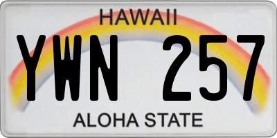 HI license plate YWN257