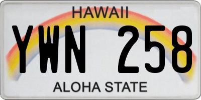 HI license plate YWN258